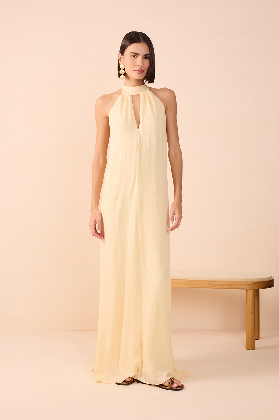 Lurex Halter Maxi Dress