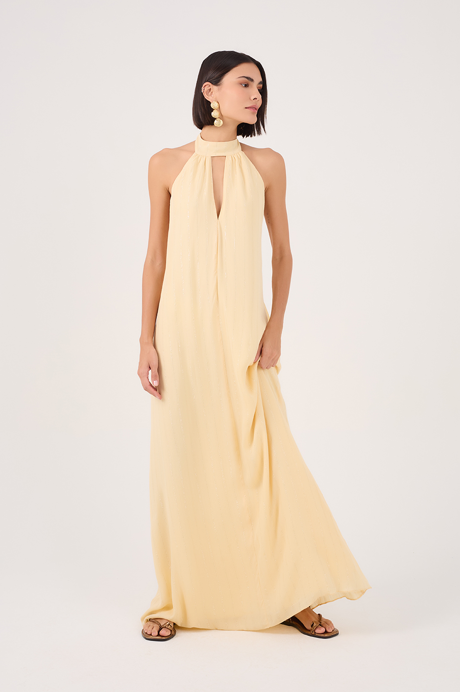 Lurex Halter Maxi Dress