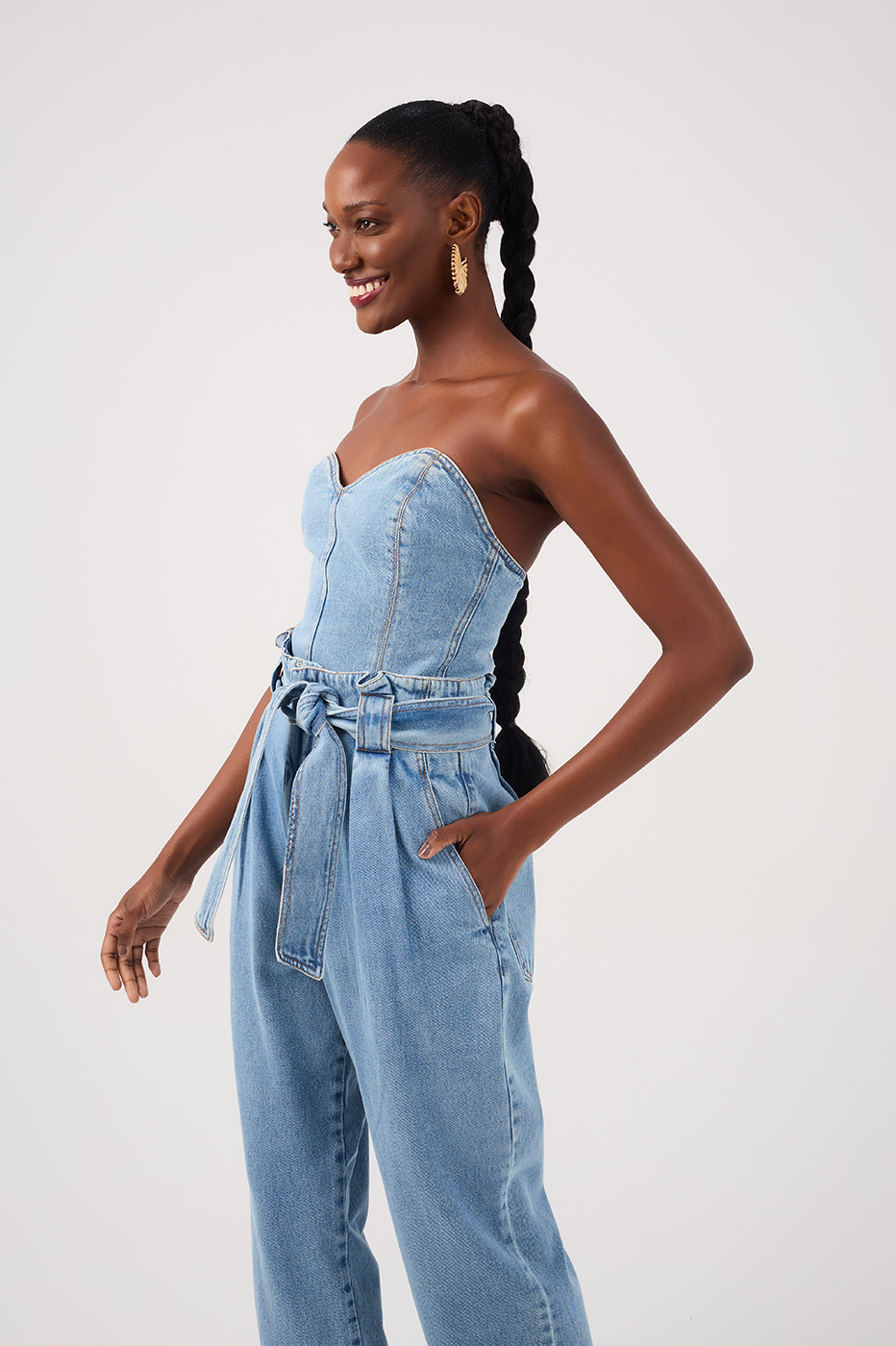 Strapless Denim Jumpsuit